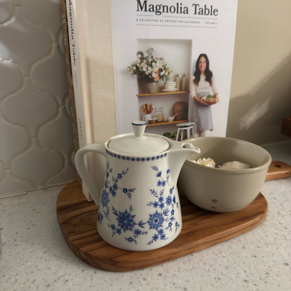 Blue and White Floral Teapot